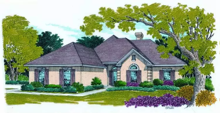 image of single story traditional house plan 5497